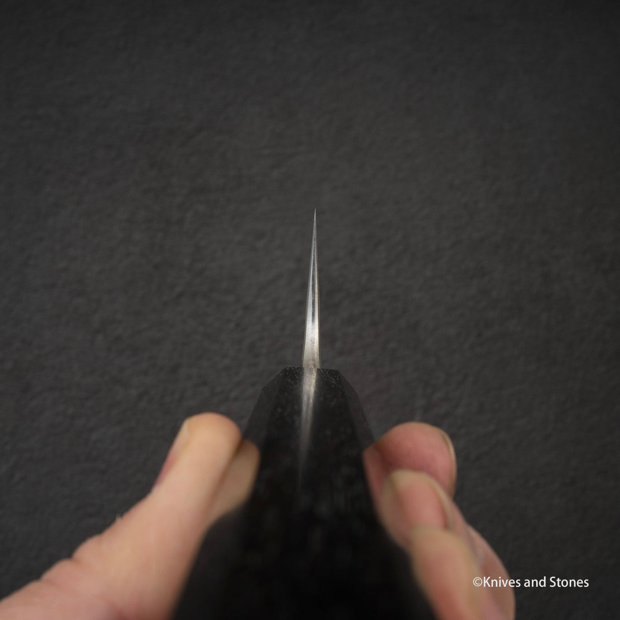 安立勝重 青紙二號槌目不鏽鋼夾層三德刀170mm 黑檀柄