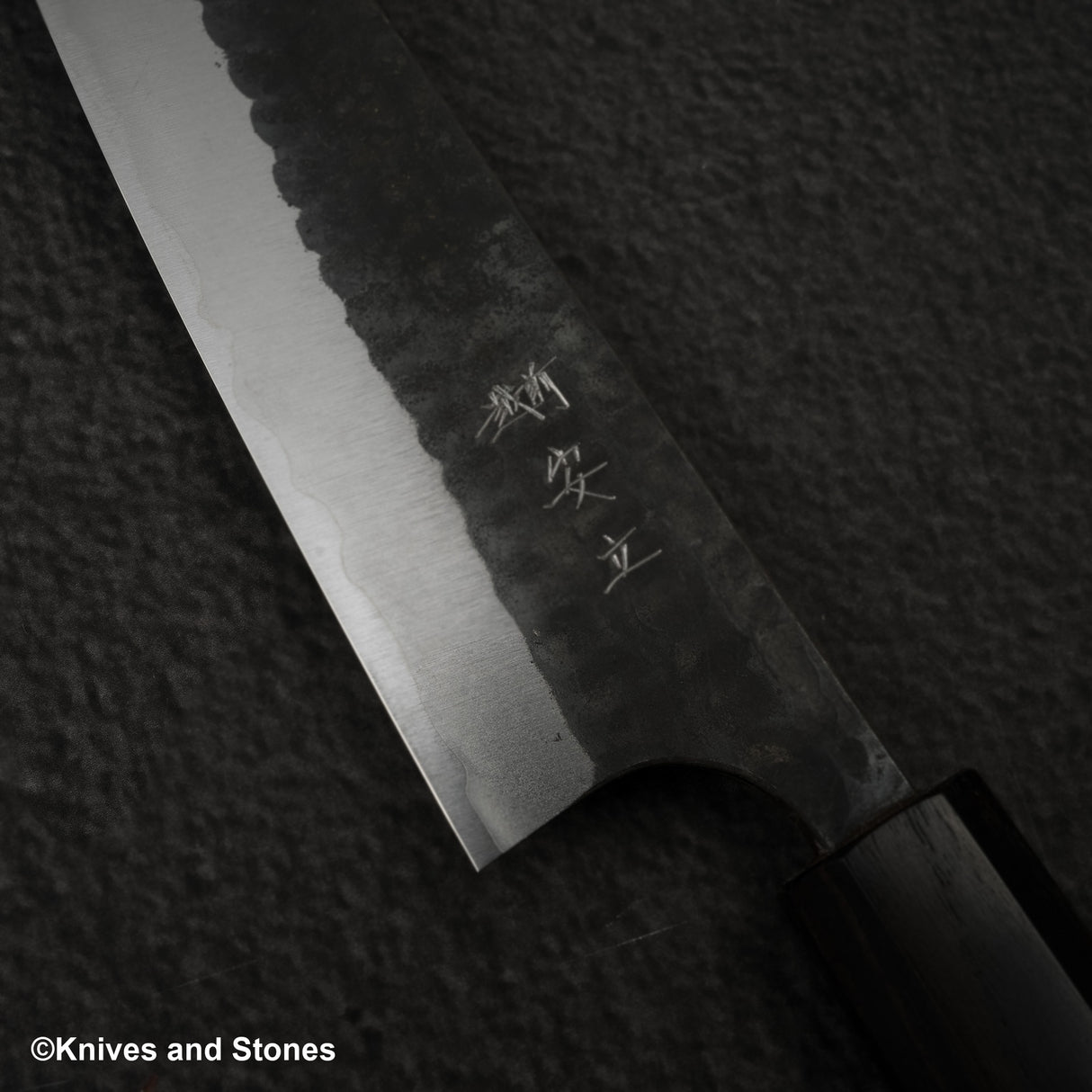 安立青紙超級槌目黑打小刀150mm不鏽鋼夾層