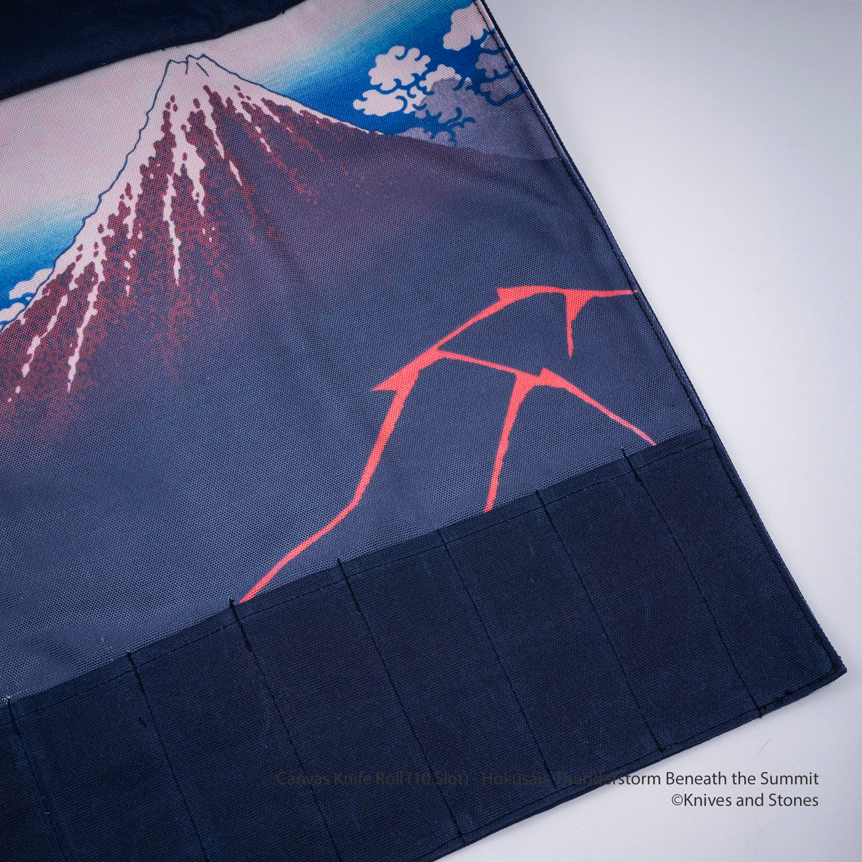 帆布刀卷 (10格) - 葛飾北齋 - 峰下雷雨