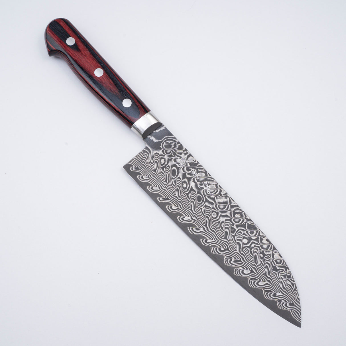 Yoshimi Kato SG2 Etched Black Damascus Santoku 175mm Western Handle