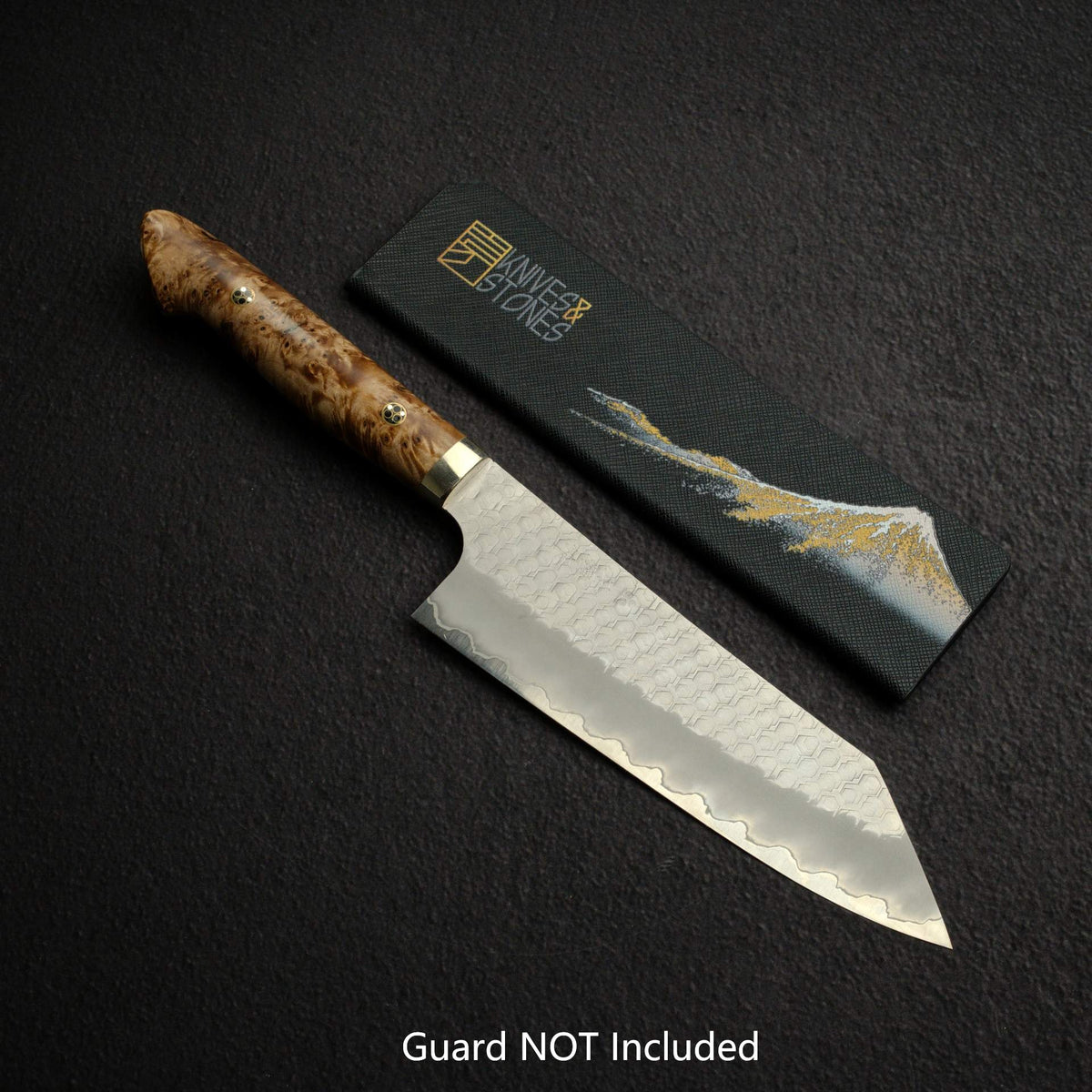 Nigara SG2 Tsuchime Matt Migaki Bunka 180mm Western Maple Burl