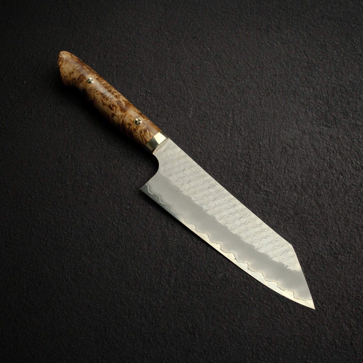 Nigara SG2 Tsuchime Matt Migaki Bunka 180mm Western Maple Burl