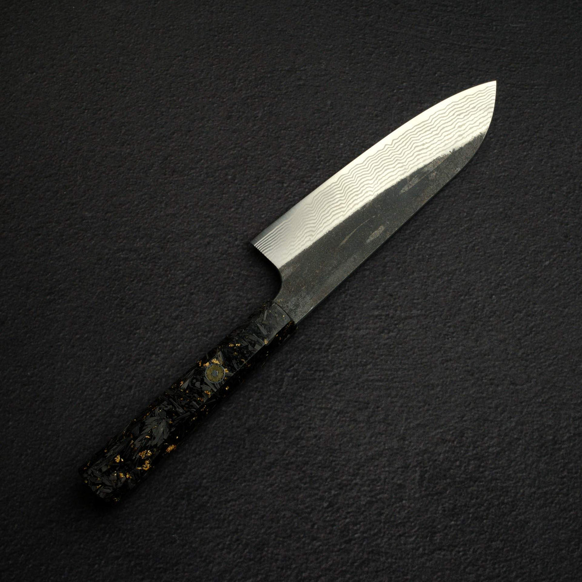 Hatsukokoro Ginsan Kurouchi Damascus Santoku 170mm Carbon Fibre Handle