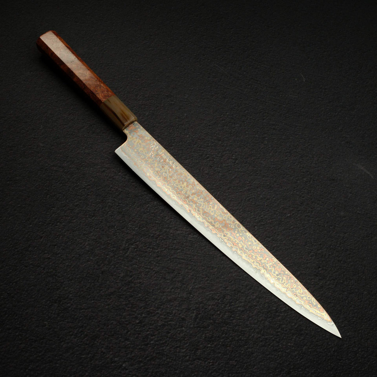 Hatsukokoro Hinotori V-Toku 2 Sujihiki 270mm Rainbow Damascus Finish