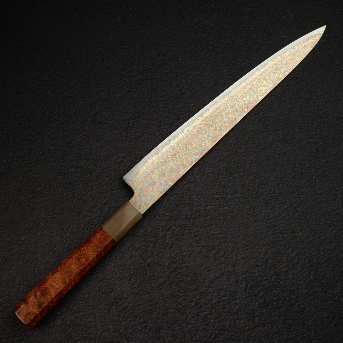 Hatsukokoro Hinotori V-Toku 2 Sujihiki 270mm Rainbow Damascus Finish