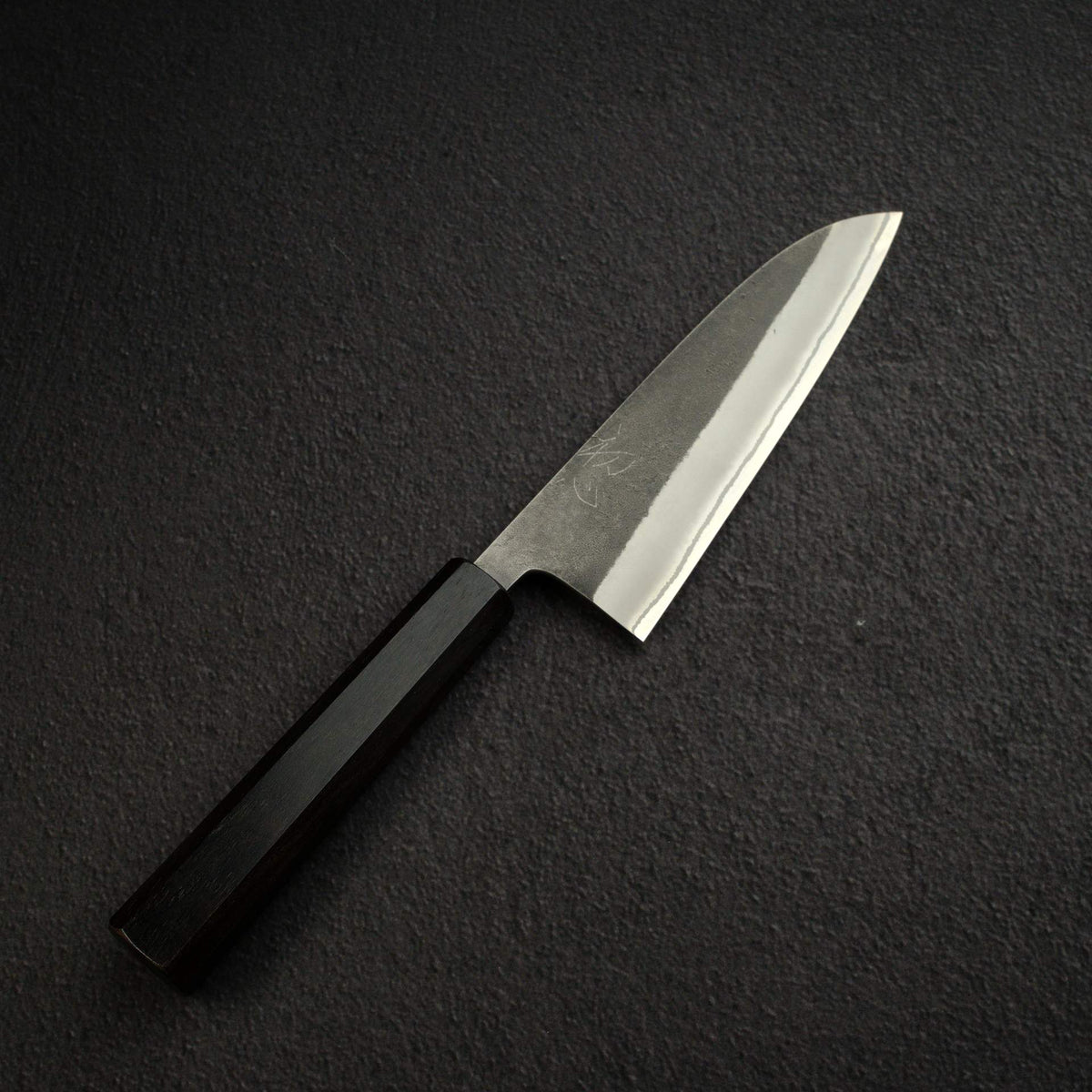 Yoshikane White 2 KU Nashiji Santoku 165mm Stainless Clad Ebony