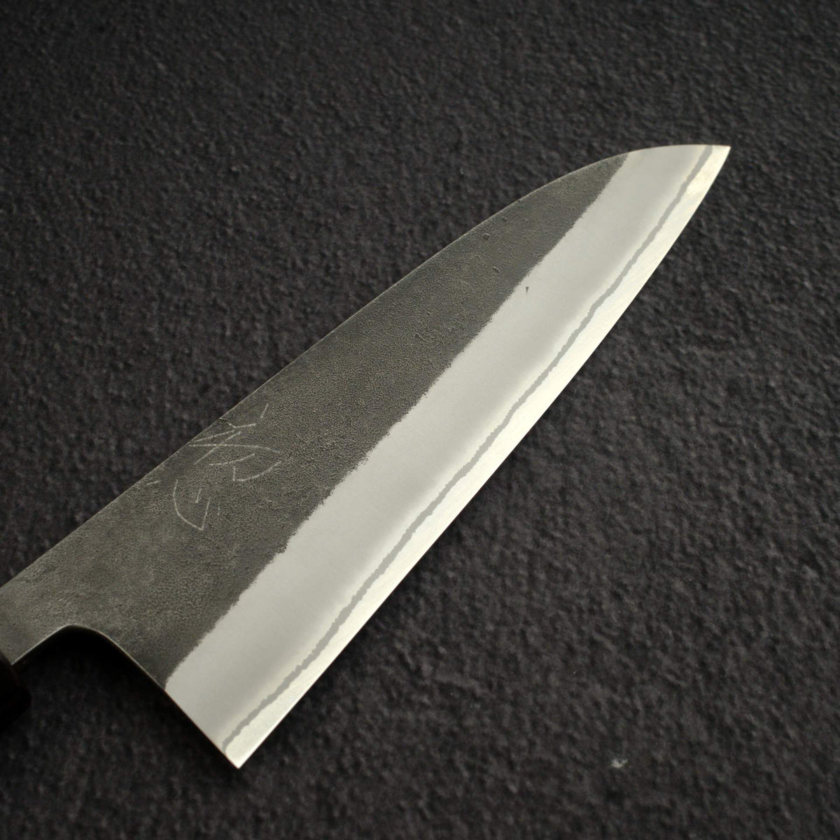 Yoshikane White 2 KU Nashiji Santoku 165mm Stainless Clad Ebony
