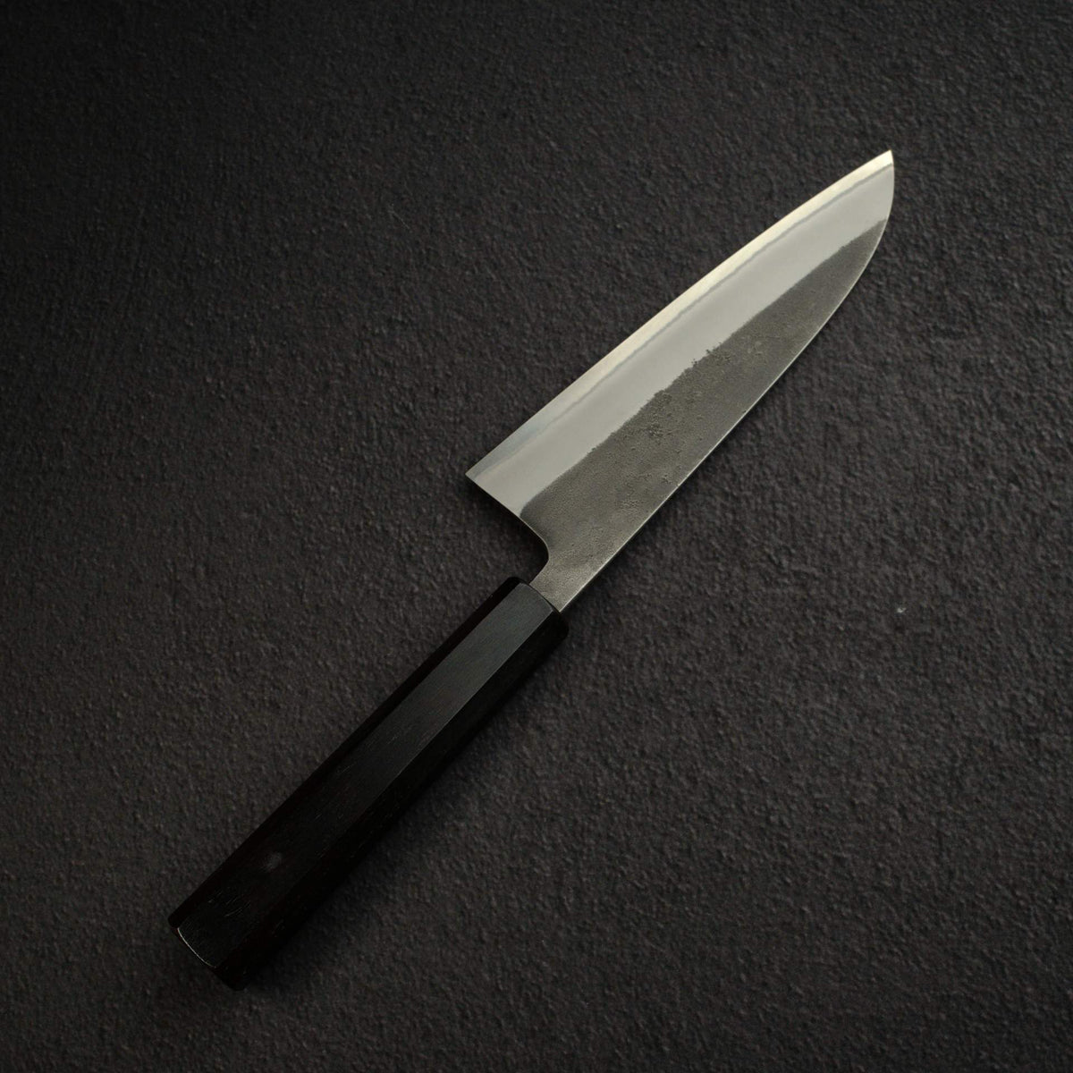 Yoshikane White 2 KU Nashiji Santoku 165mm Stainless Clad Ebony