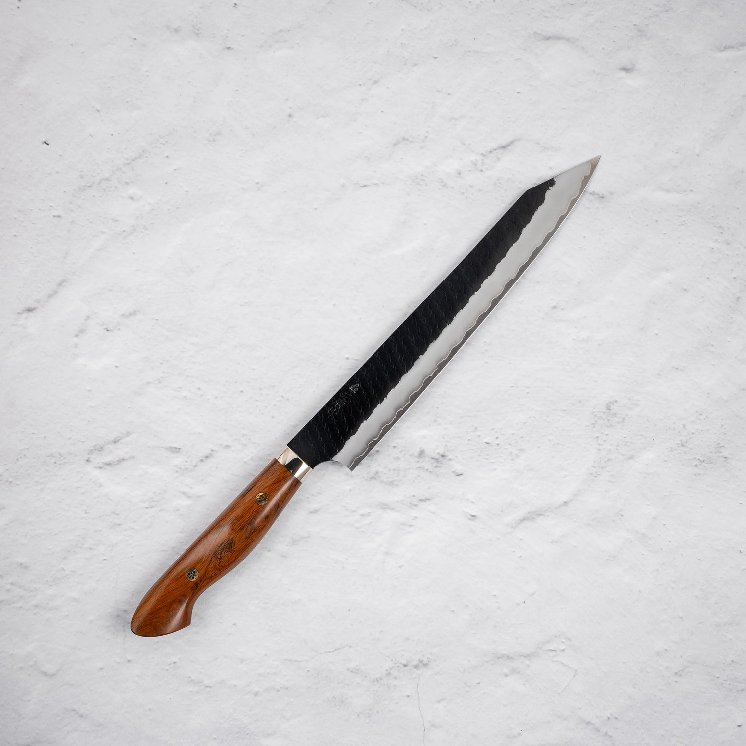 Nigara SG2 Tsuchime Kurouchi K-tip Sujihiki 255mm Western Ironwood