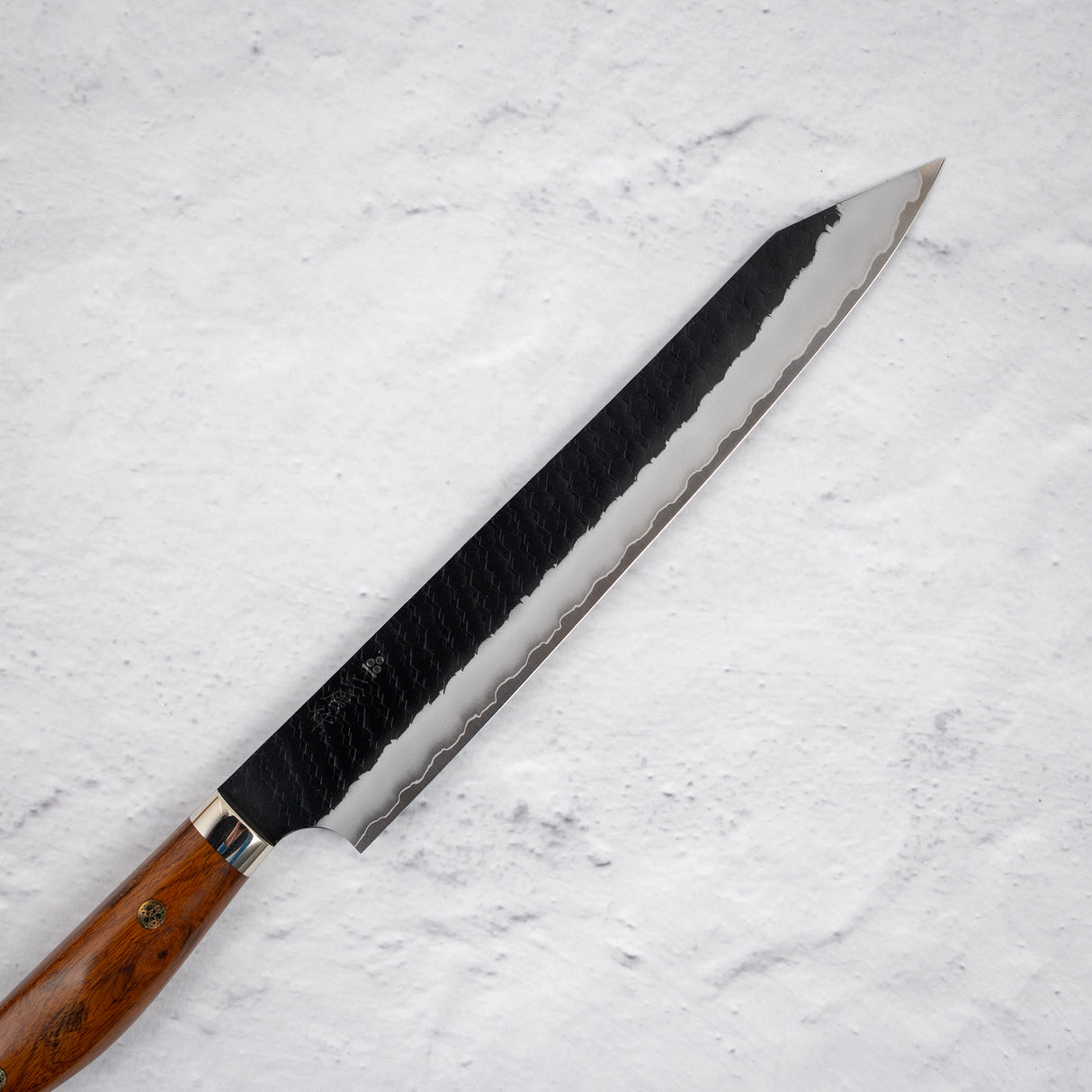 Nigara SG2 Tsuchime Kurouchi K-tip Sujihiki 255mm Western Ironwood