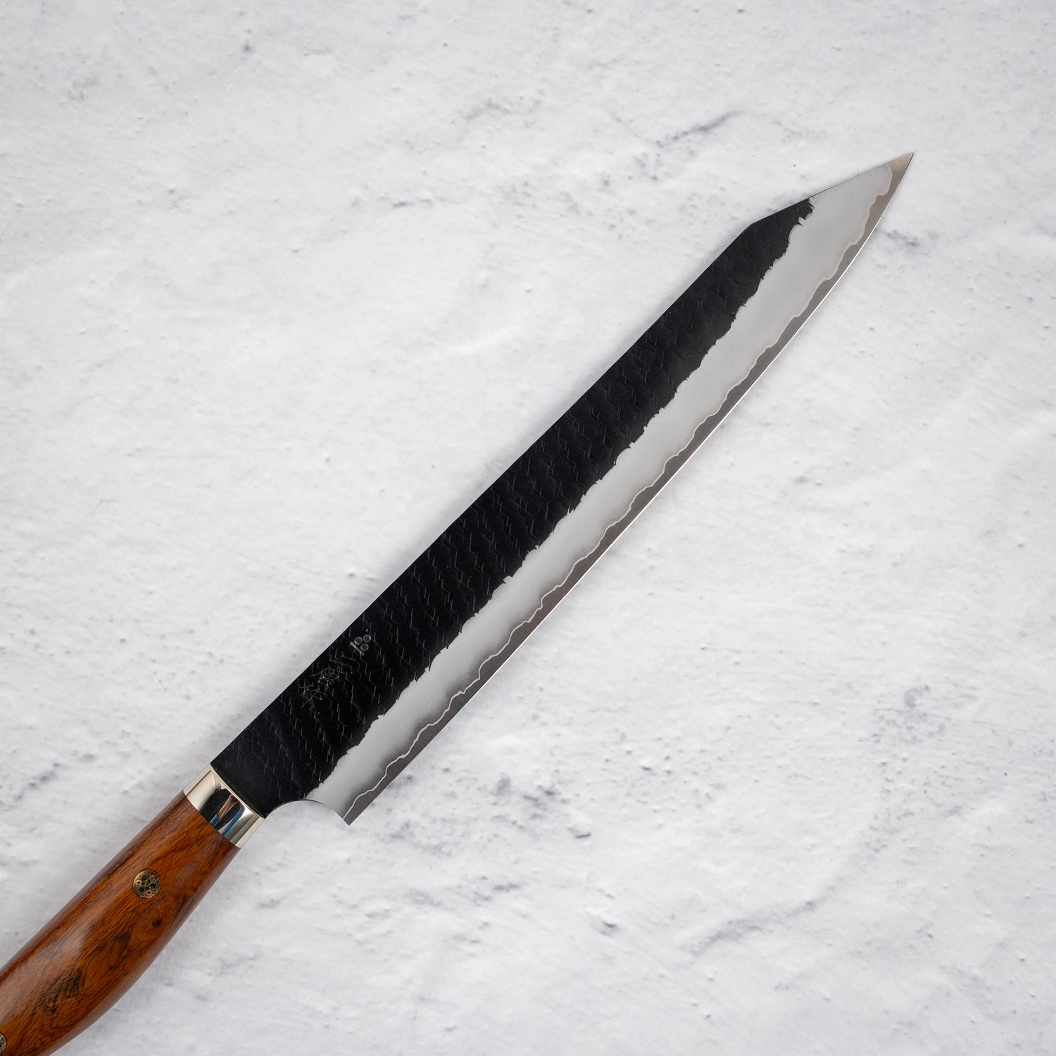 Nigara SG2 Tsuchime Kurouchi K-tip Sujihiki 255mm Western Ironwood