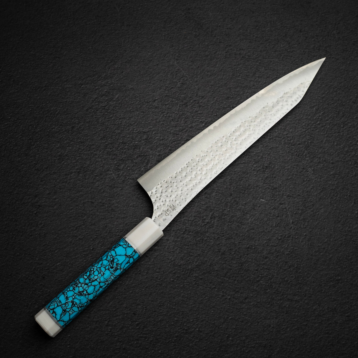 Kurosaki Kokusen Ei Aogami Super K tip Gyuto 240mm Turquoise White Ferrule