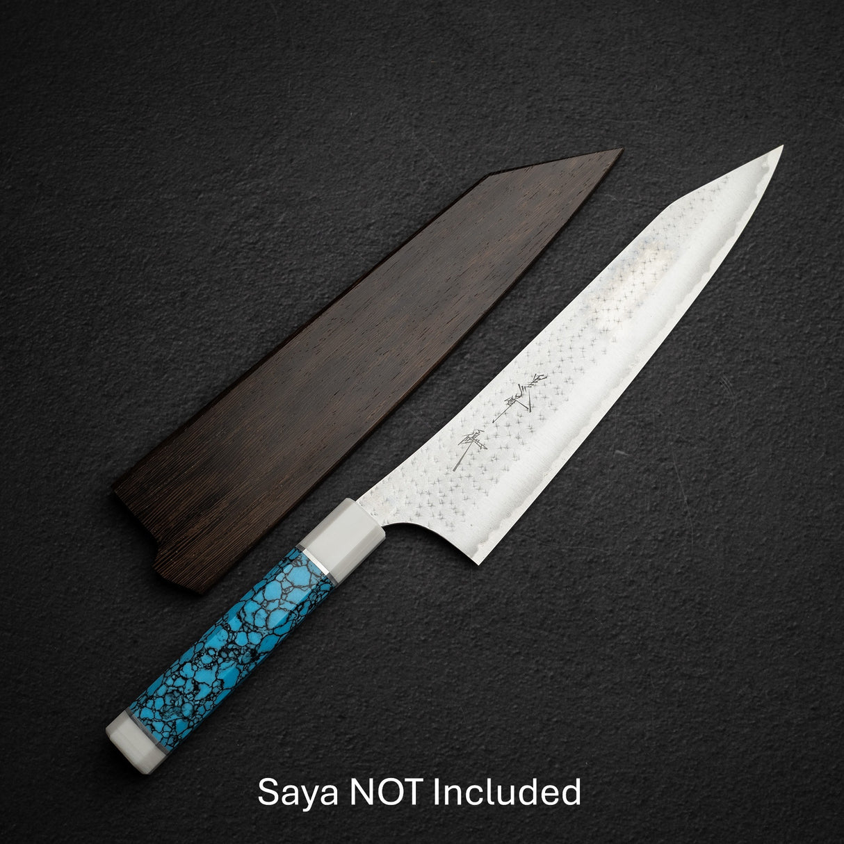 Kurosaki Kokusen Ei Aogami Super K tip Gyuto 240mm Turquoise White Ferrule