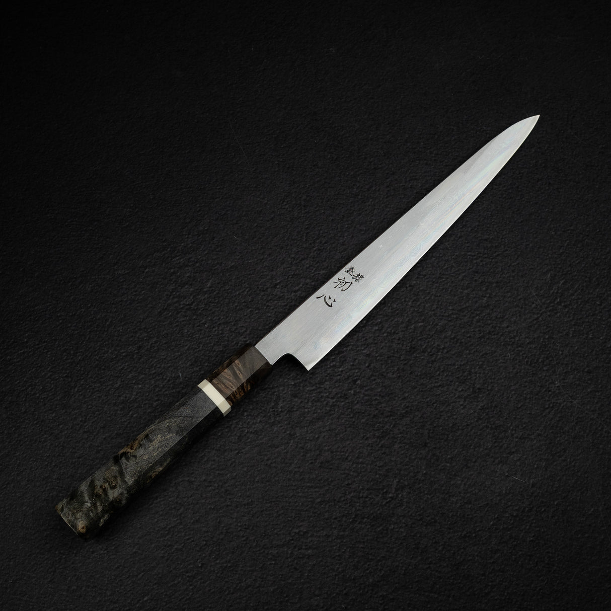 Hatsukokoro x Satoshi Nakagawa Blue 1 Damascus Sujihiki 240mm