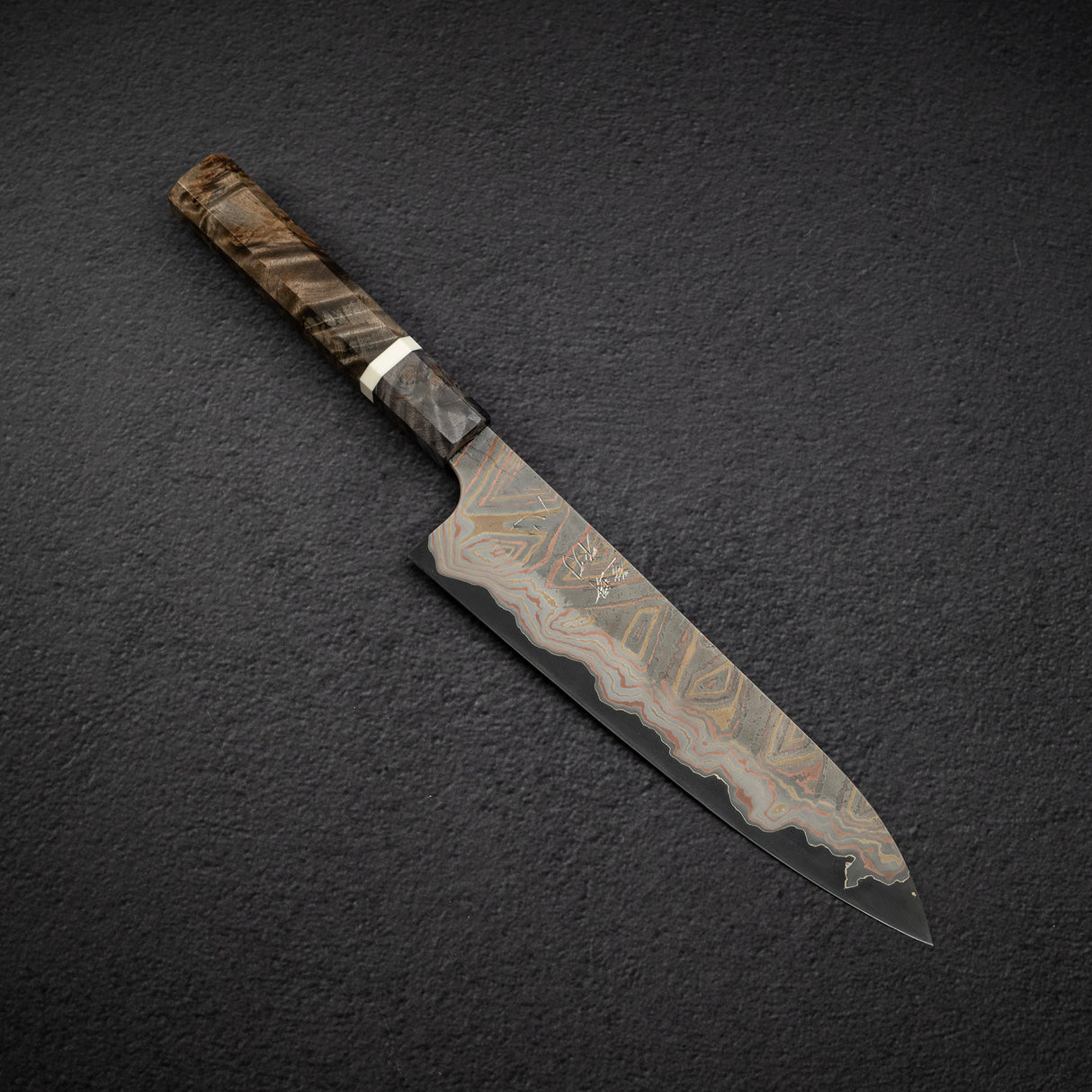 Hatsukokoro x Nigara Irodori Blue 2 Rainbow Damascus Gyuto 210mm