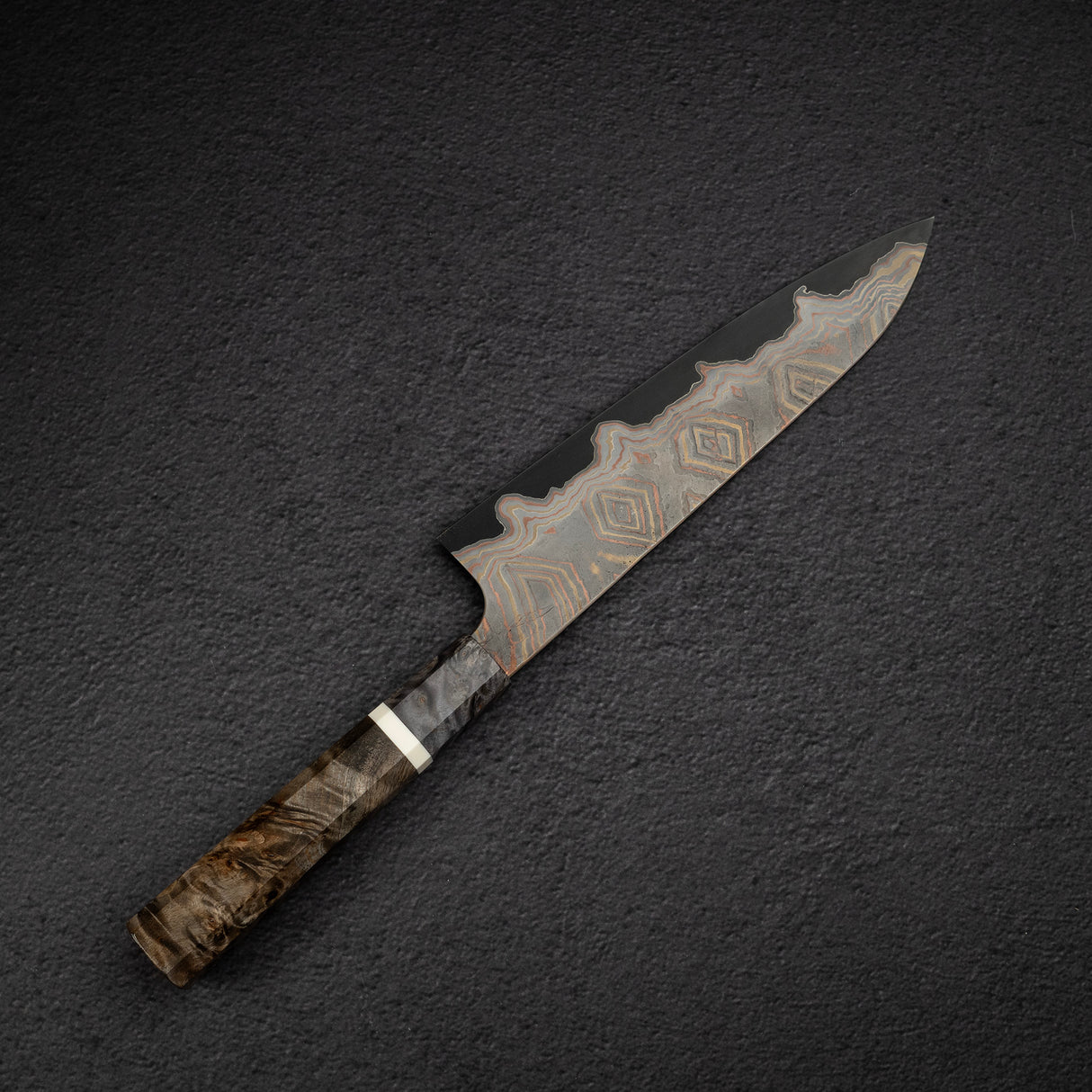 Hatsukokoro x Nigara Irodori Blue 2 Rainbow Damascus Gyuto 210mm