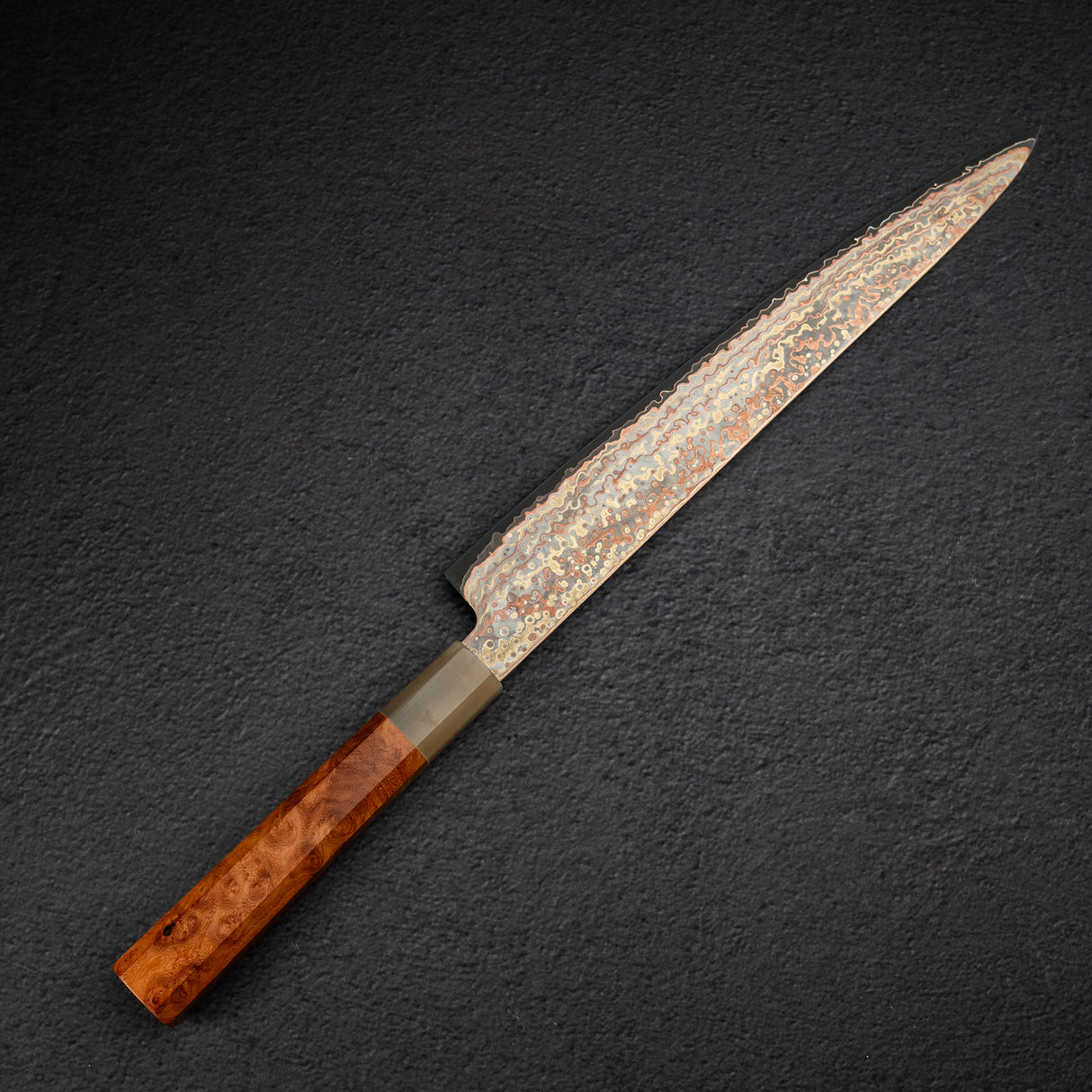 Hatsukokoro Hinotori V-Toku 2 Sujihiki 270mm Rainbow Damascus Finish