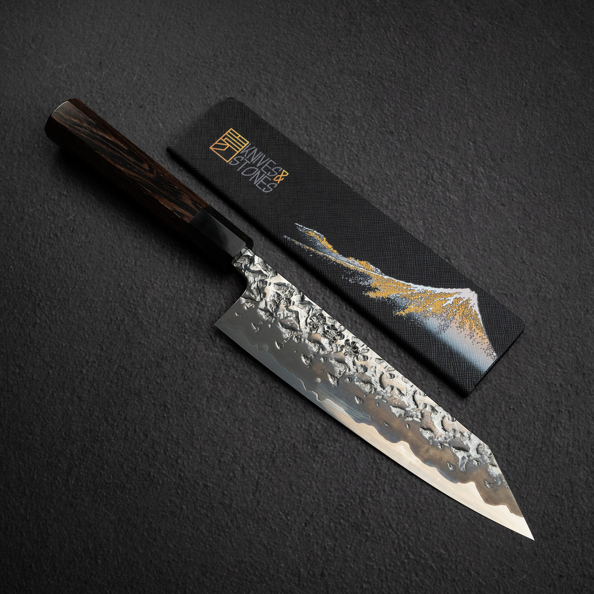 Kisuke x Xinguo ATS34 K tip Gyuto Tsuchime Mirror Kasumi 210mm w Knife Guard
