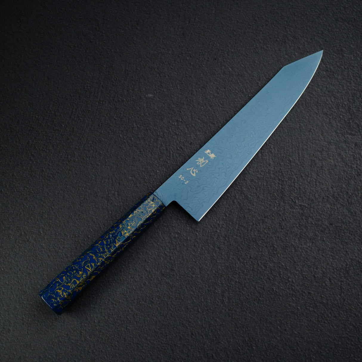 Hatsukokoro Ryuhyo SG2 Damascus Blue K-tip Gyuto 210mm with Urushi handle