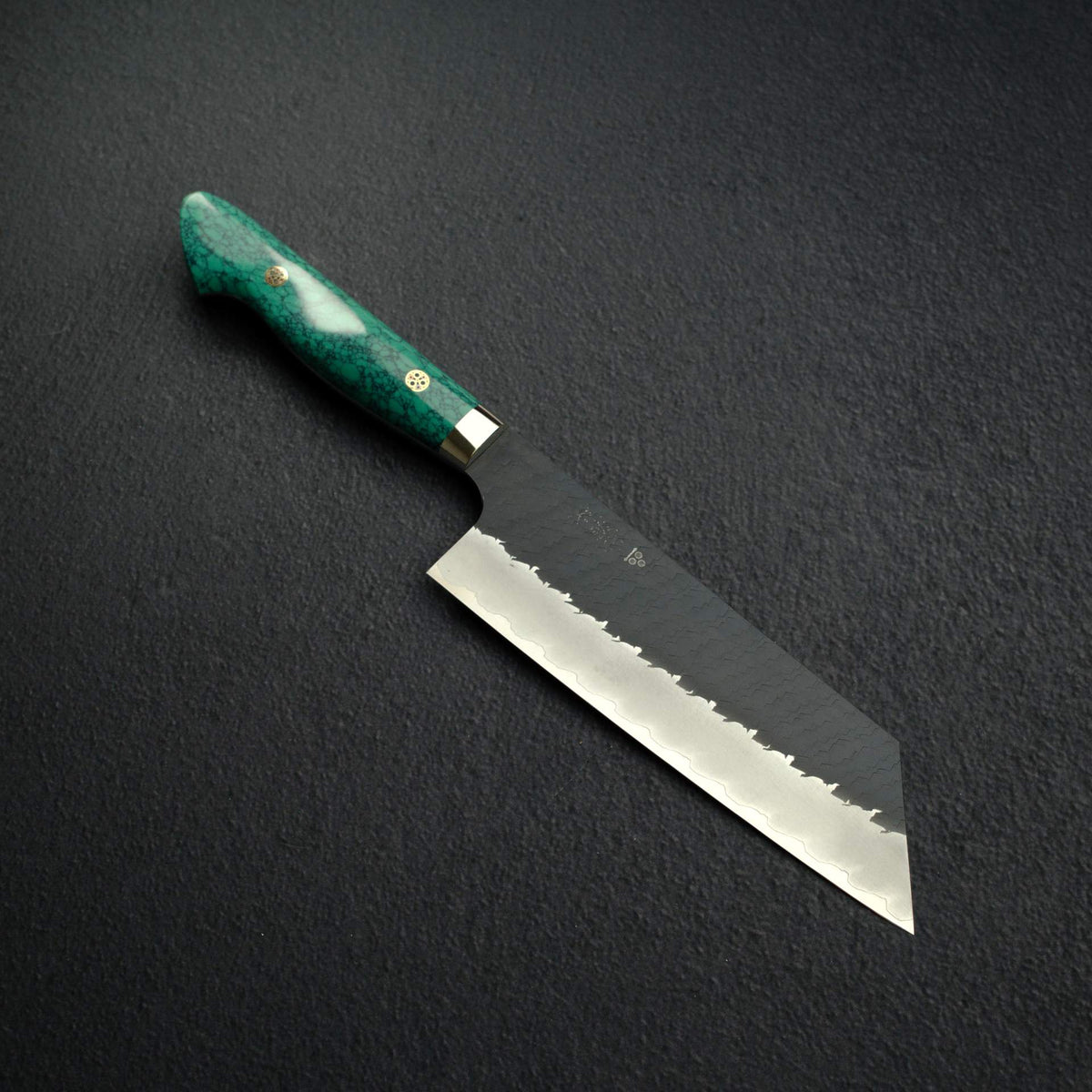 Nigara SG2 Tsuchime K-tip Nakiri 165mm Kurouchi Turquoise Handle