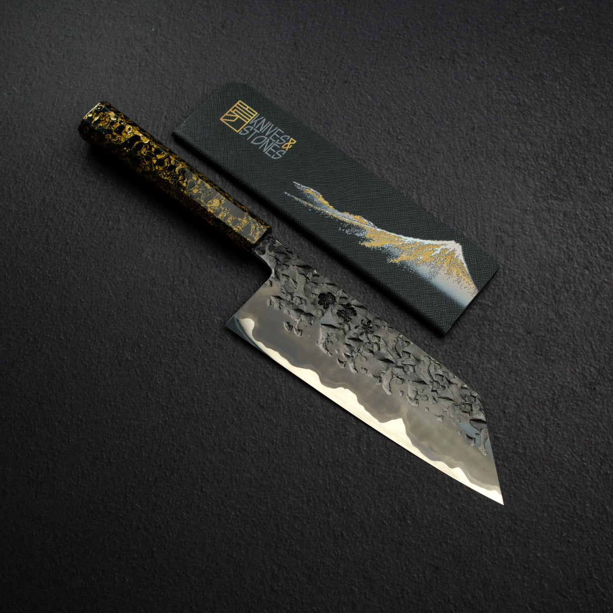 Kisuke x Xinguo Blue 1 Tsuchime Bunka 180mm w/ Magnetic Guard Urushi Handle