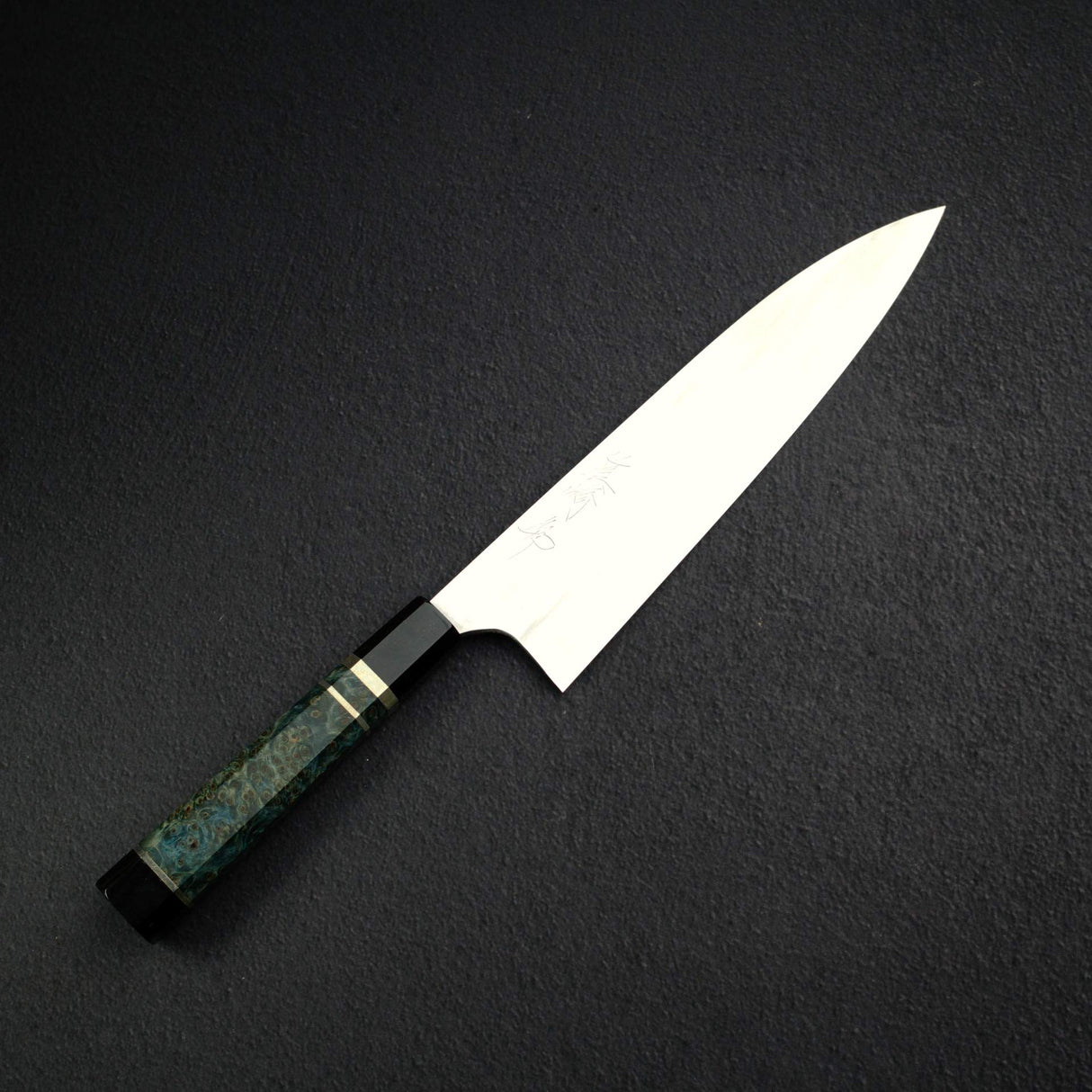真崎 青鋼一號 水本燒 牛刀 240mm 附瘤木柄 雞翅木刀鞘