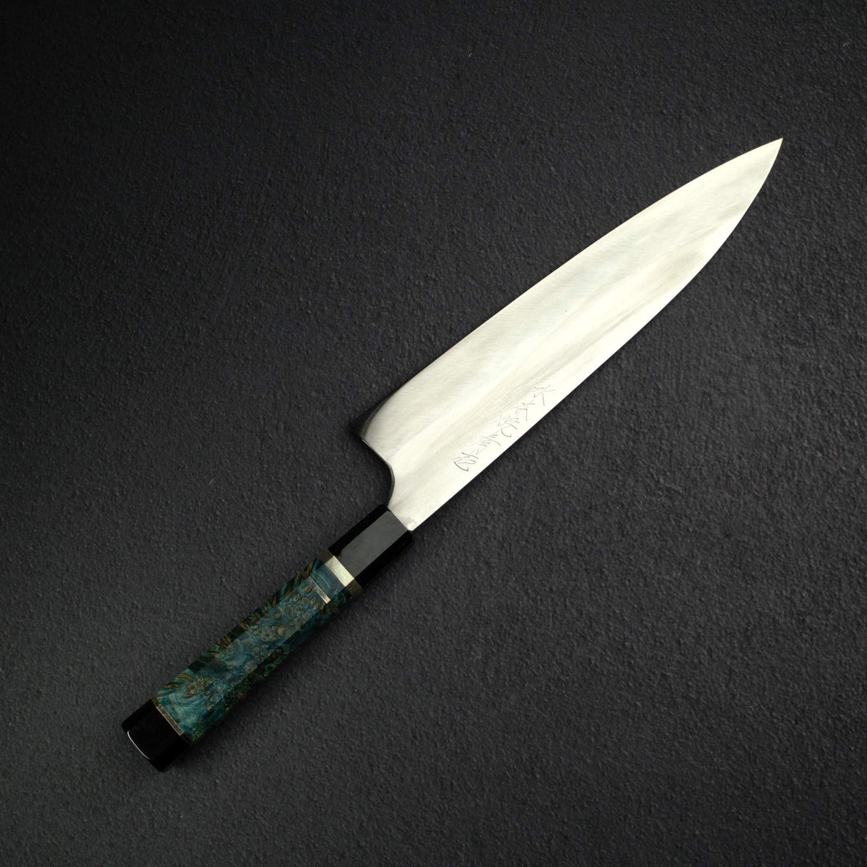 真崎 青鋼一號 水本燒 牛刀 240mm 附瘤木柄 雞翅木刀鞘