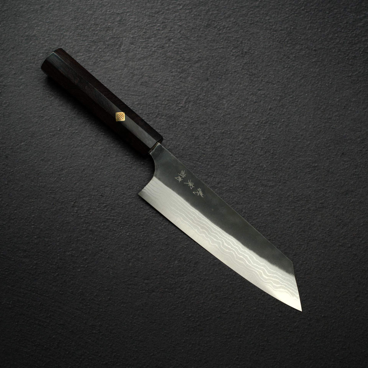 加藤義實 白鋼二號 大馬士革 梨地 文化刀 180mm