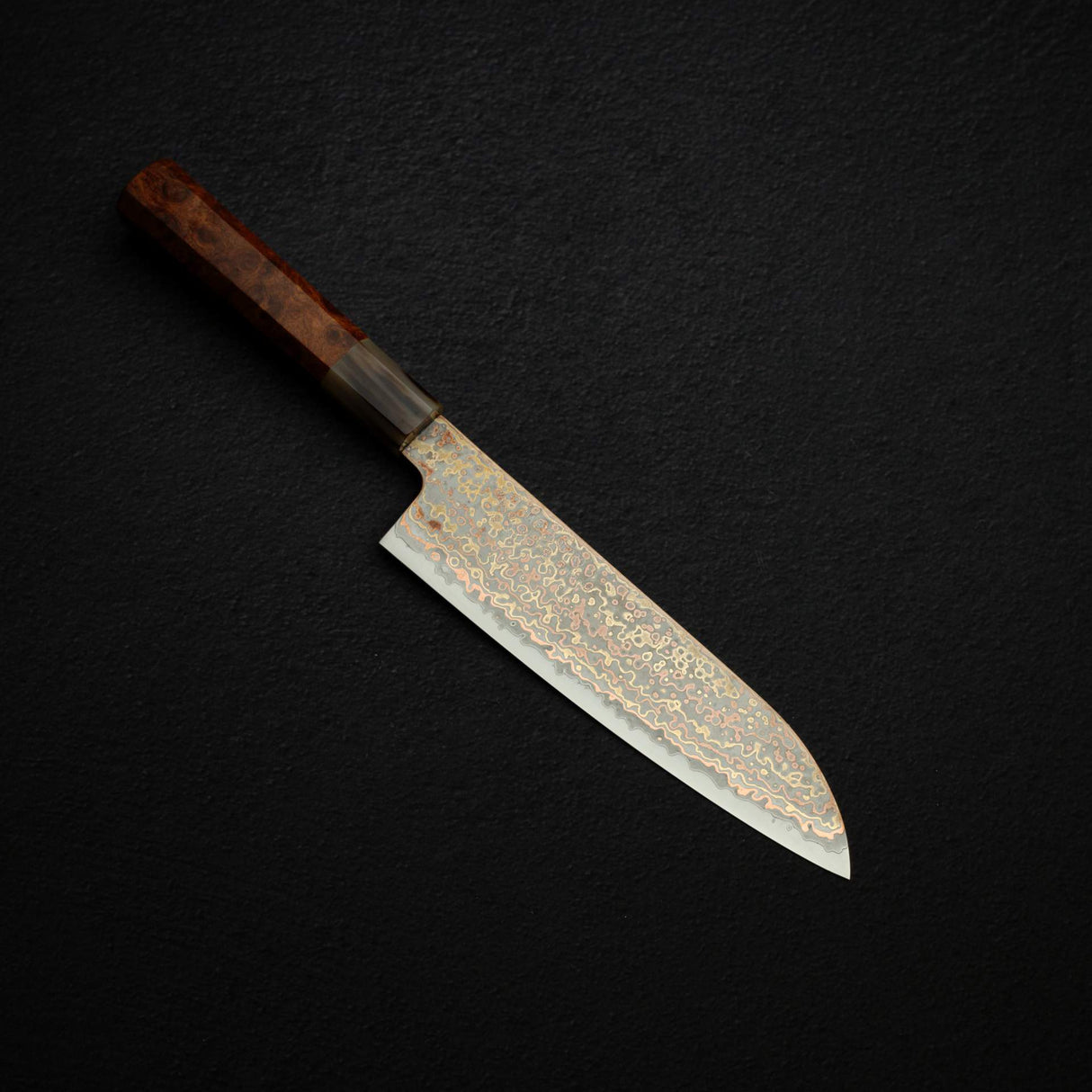 Hatsukokoro Hinotori V-Toku 2 Santoku 180mm Rainbow Damascus finish