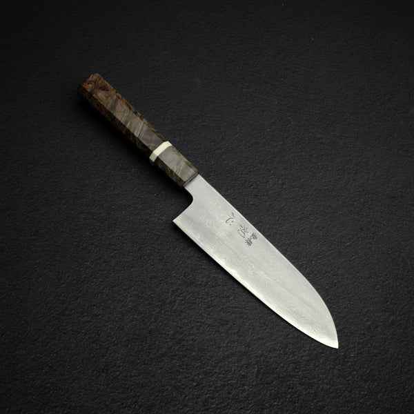 Hatsukokoro x Satoshi Nakagawa Blue 1 Damascus Santoku 170mm