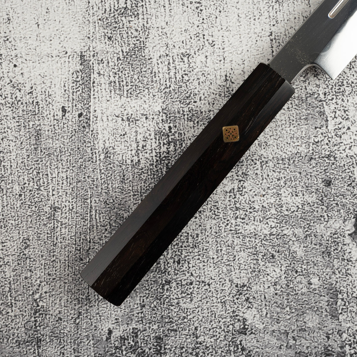 Exotic: Yoshikazu Ikeda Blue #1 Mizu-Honyaki K-tip Yanagiba 300mm with Blood Groove Ebony Set