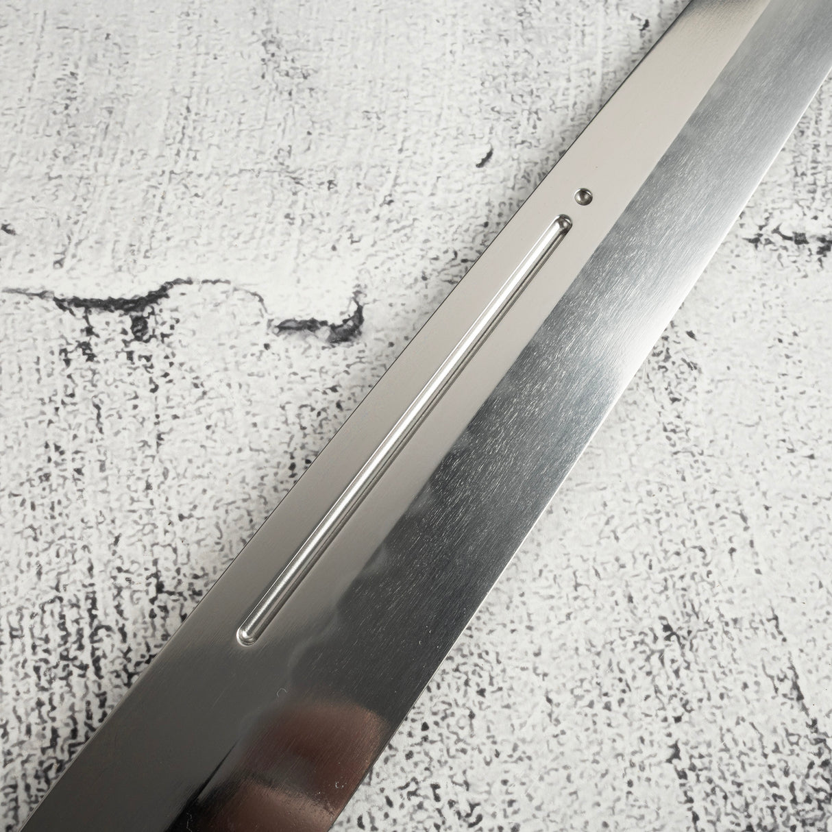 Exotic: Yoshikazu Ikeda Blue #1 Mizu-Honyaki Yanagiba 300mm with Blood Groove Black & White Ebony