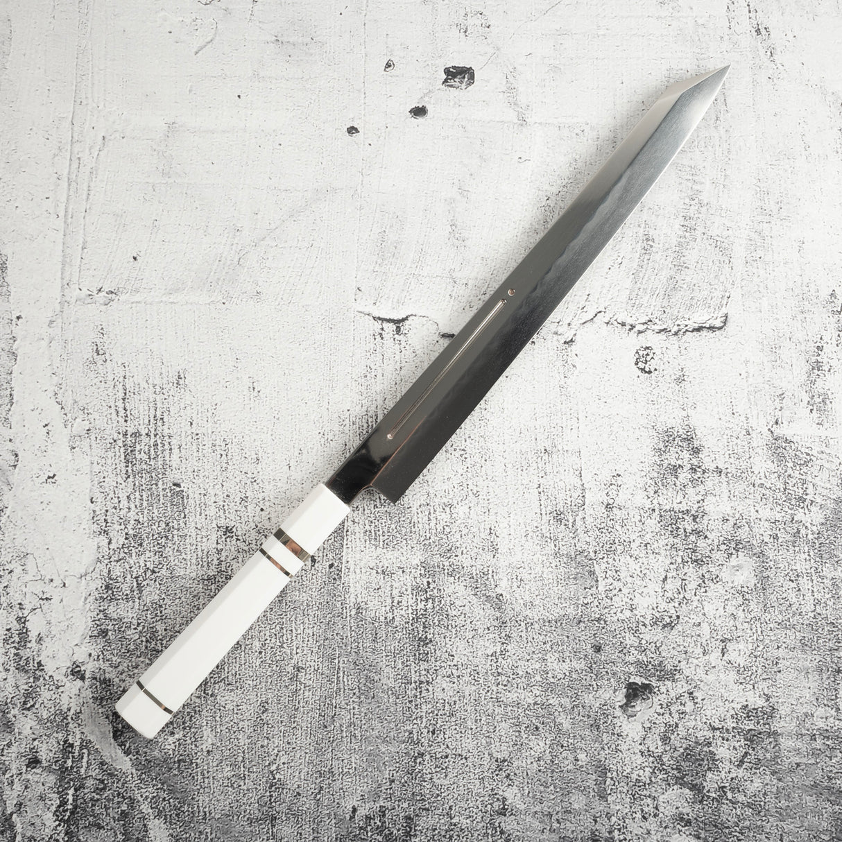 Exotic: Yoshikazu Ikeda Blue #1 Mizu-Honyaki K-tip Yanagiba 300mm / Moribashi Set