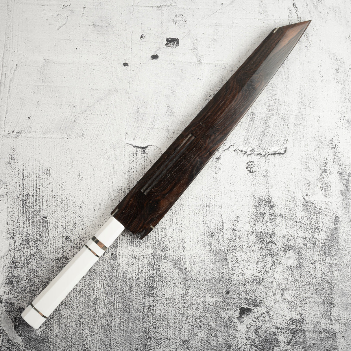 Exotic: Yoshikazu Ikeda Blue #1 Mizu-Honyaki K-tip Yanagiba 300mm / Moribashi Set