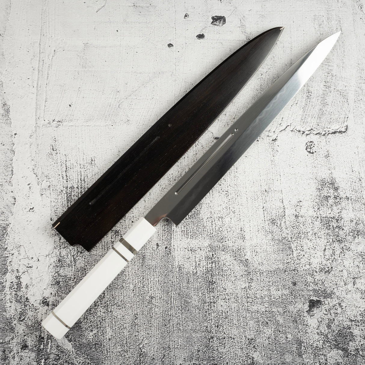 Exotic: Yoshikazu Ikeda Blue #1 Mizu-Honyaki Yanagiba 300mm / Moribashi Set #2