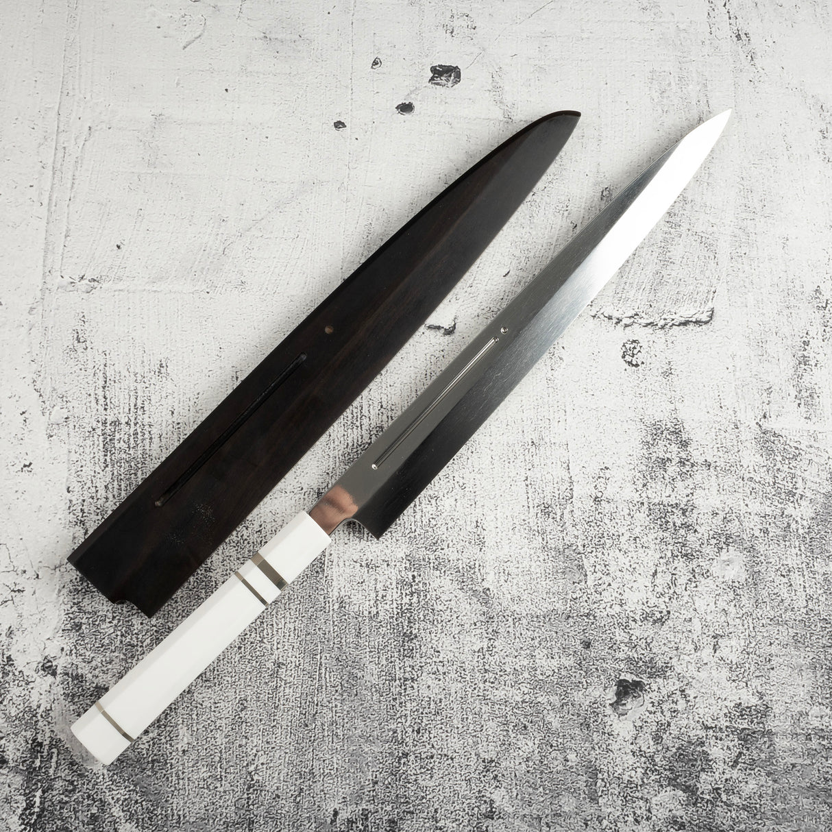 Exotic: Yoshikazu Ikeda Blue #1 Mizu-Honyaki Yanagiba 300mm / Moribashi Set #1