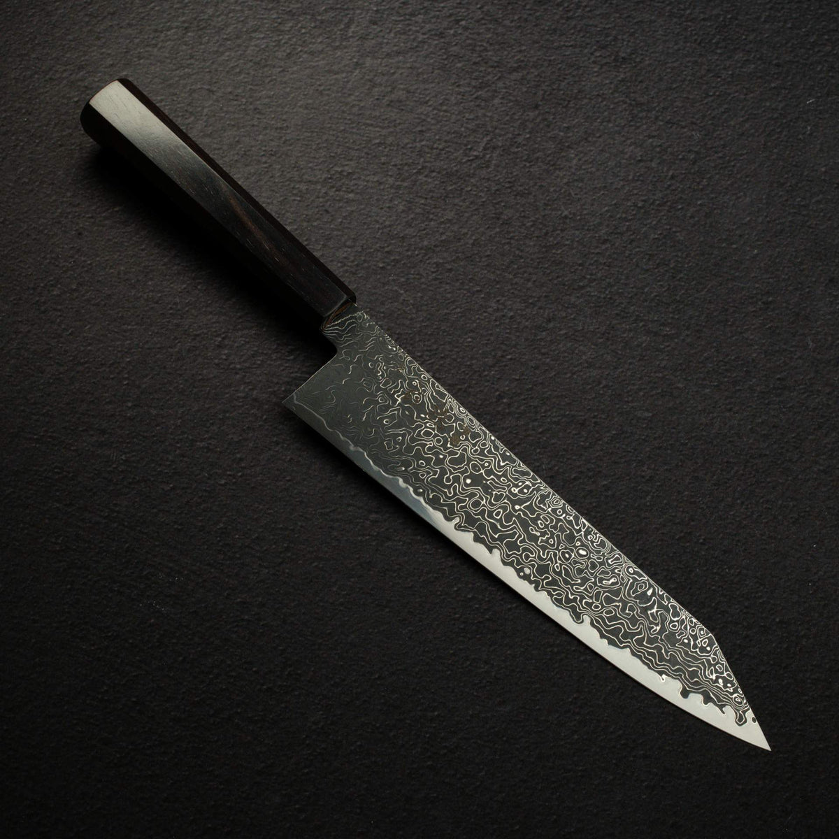 Hatsukokoro Ryuhyo SG2 Black Damascus K-tip Gyuto 210mm Ebony
