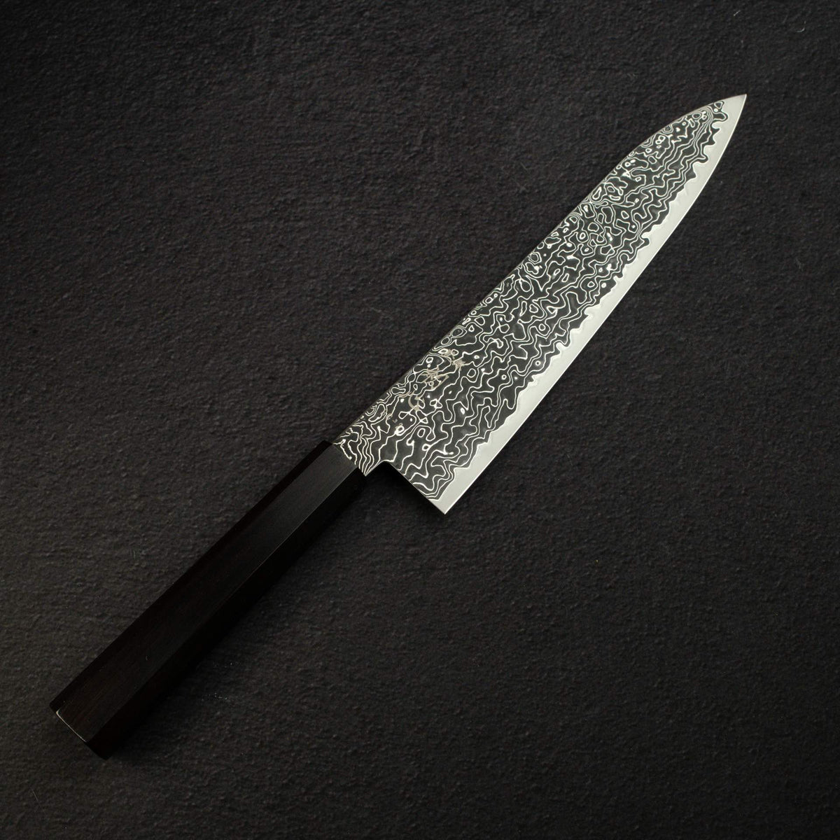 Hatsukokoro Ryuhyo SG2 Black Damascus Gyuto 210mm Ebony