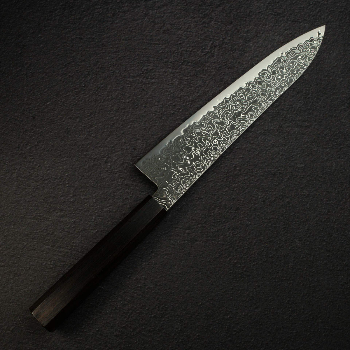 Hatsukokoro Ryuhyo SG2 Black Damascus Gyuto 210mm Ebony
