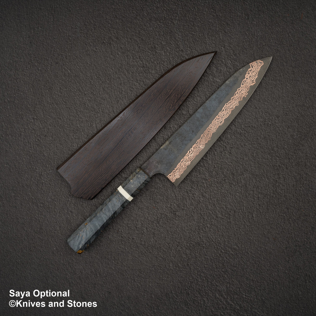 Hatsukokoro x Nigara Yorokobi SLD 銅大馬士革牛刀 210 毫米樺木手柄