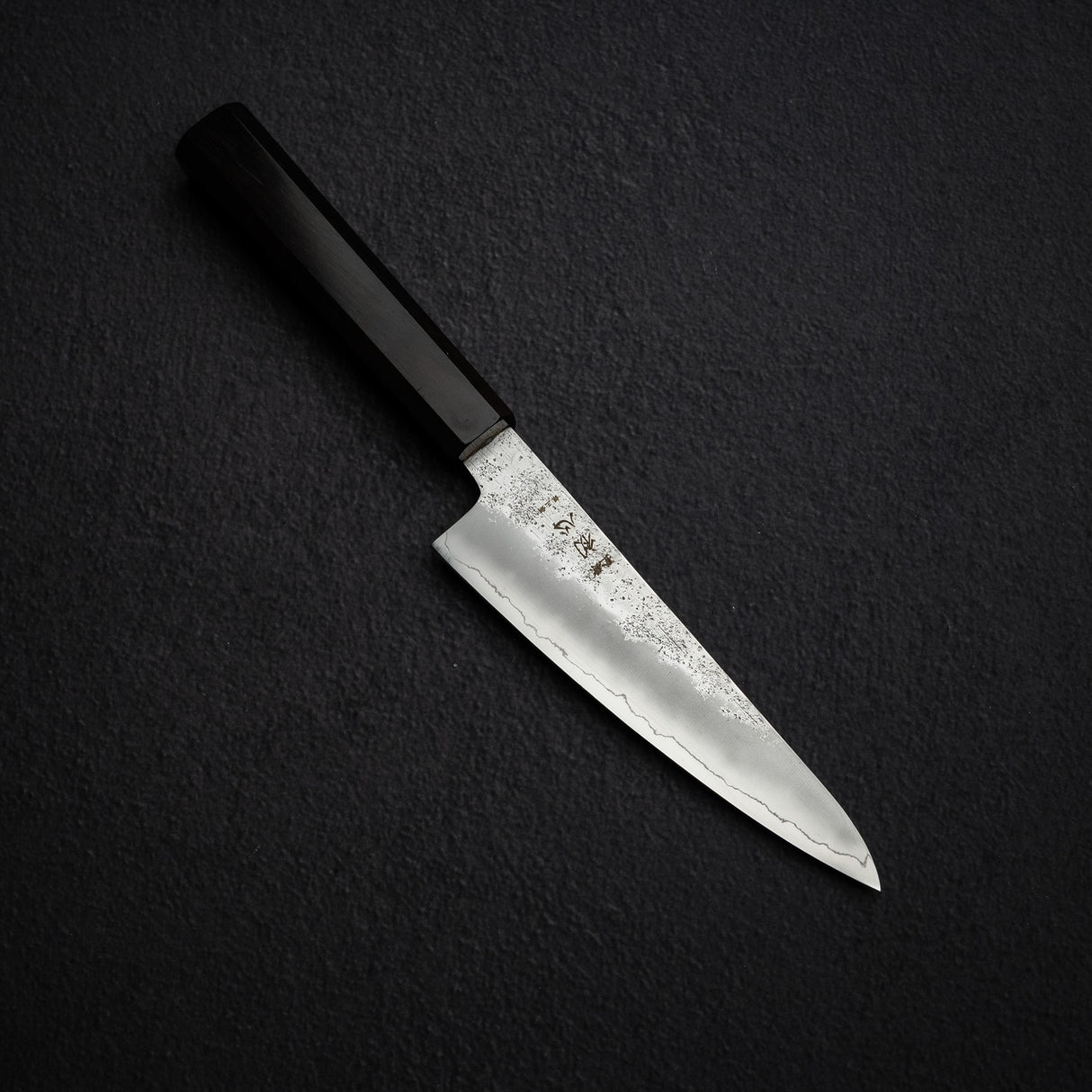Hatsukokoro Ginrei Ginsan Small Gyuto / Tall Petty 150mm Nashiji Ebony