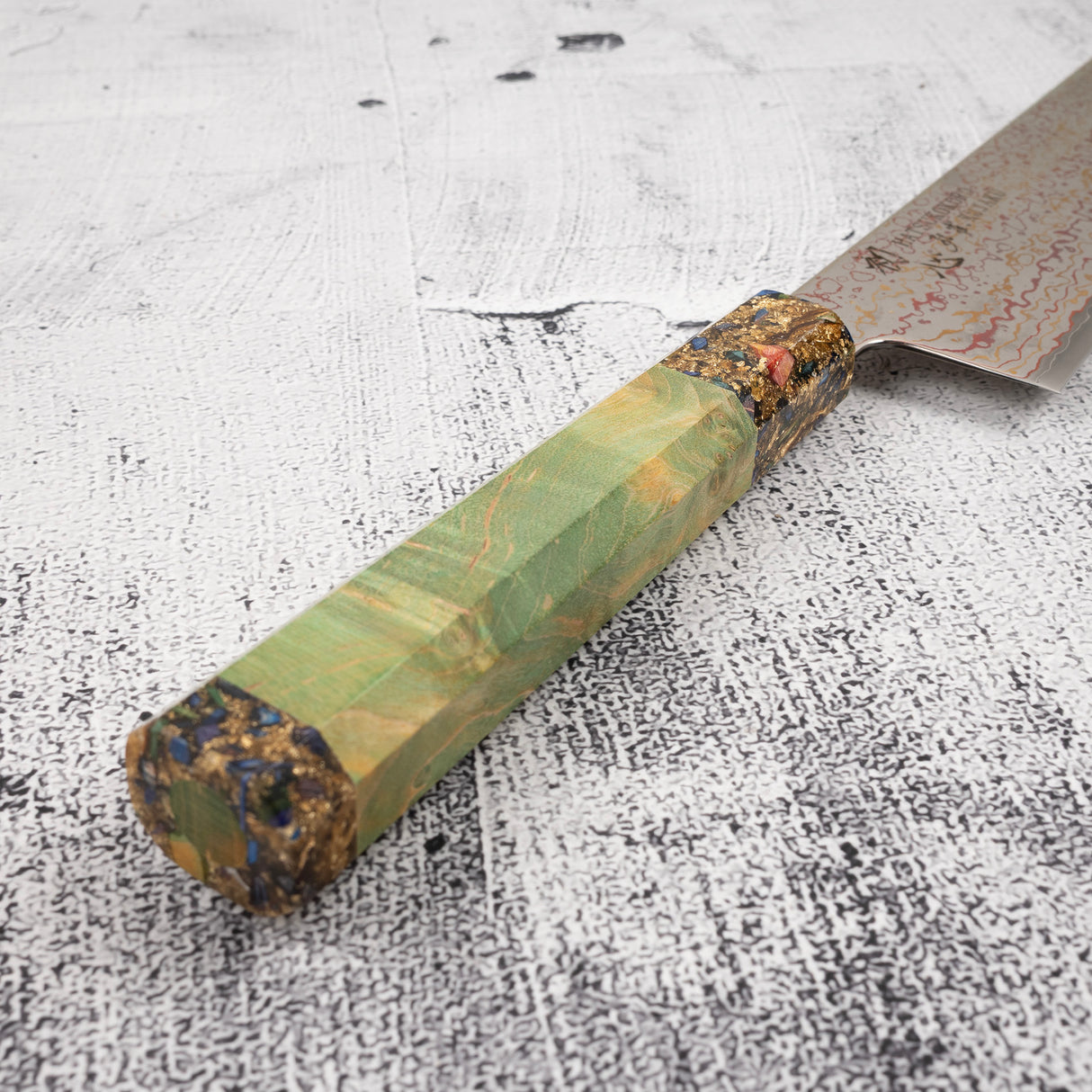 初心 孔雀 V-Toku-2 牛刀 240mm 彩虹大馬士革紋 綠色