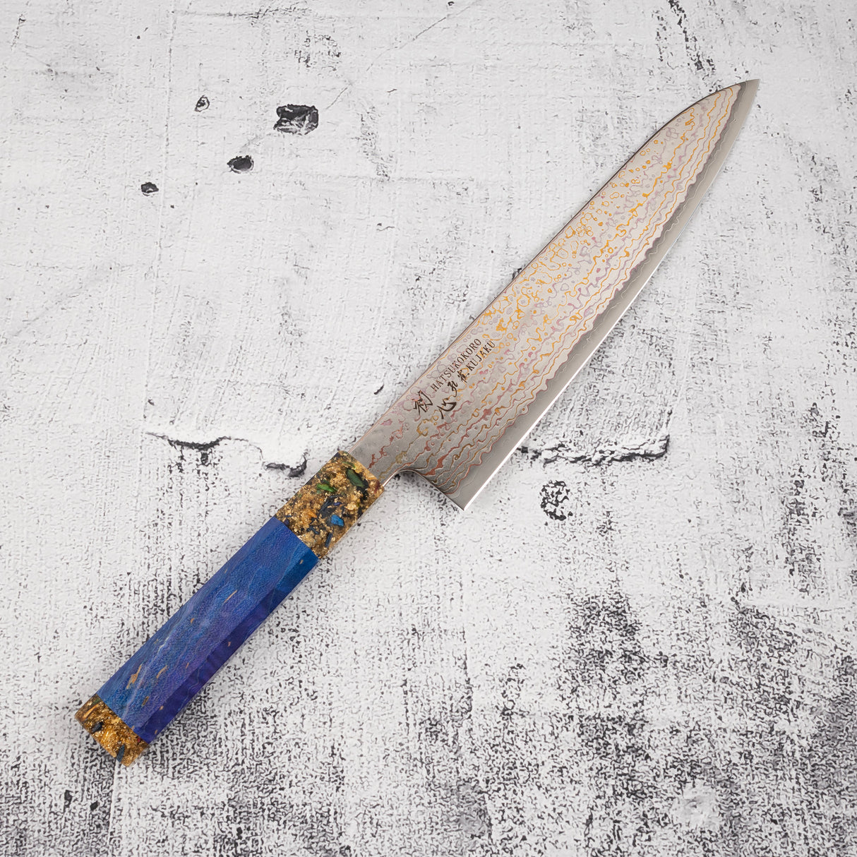 初心孔雀 V-Toku-2 牛刀 210mm 彩虹大馬士革紋 紫色