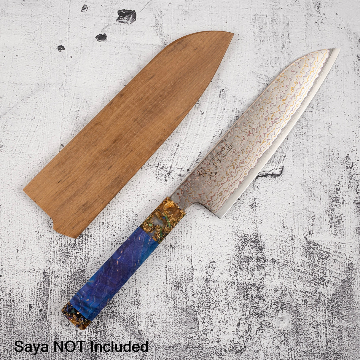 Hatsukokoro Kujaku V-Toku-2 Santoku 180mm Rainbow Damascus Finish