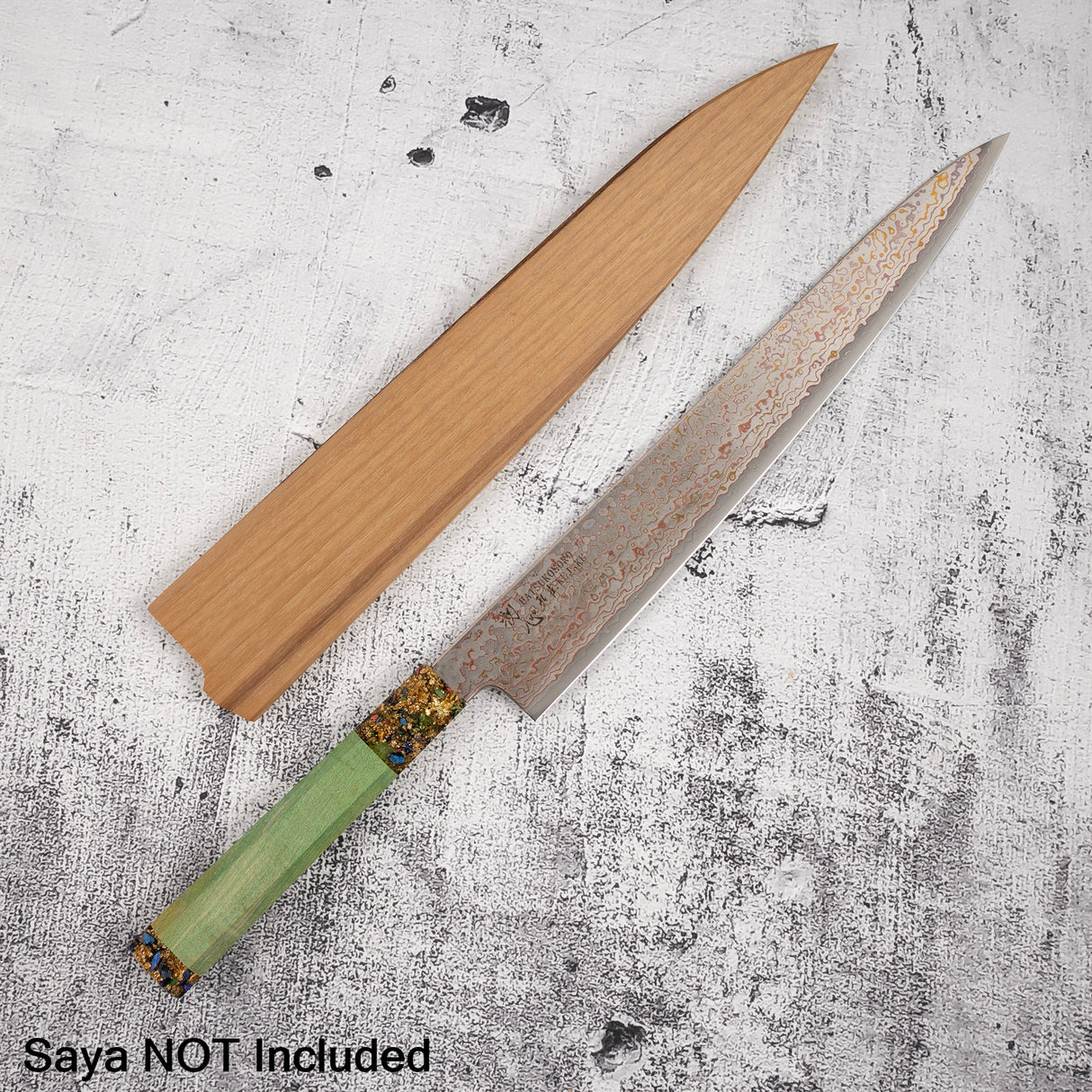 初心 孔雀 V-Toku-2 柳刃 270mm 彩虹大馬士革紋 綠色