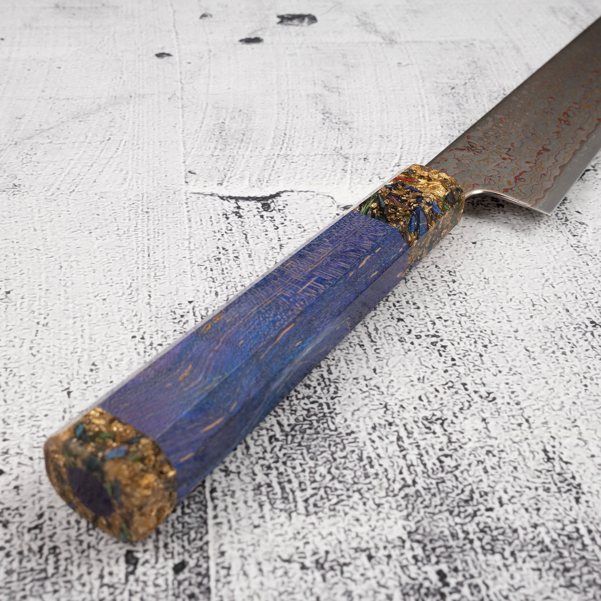 初心孔雀 V-Toku-2 切片刀 270mm 彩虹大馬士革紋 紫色