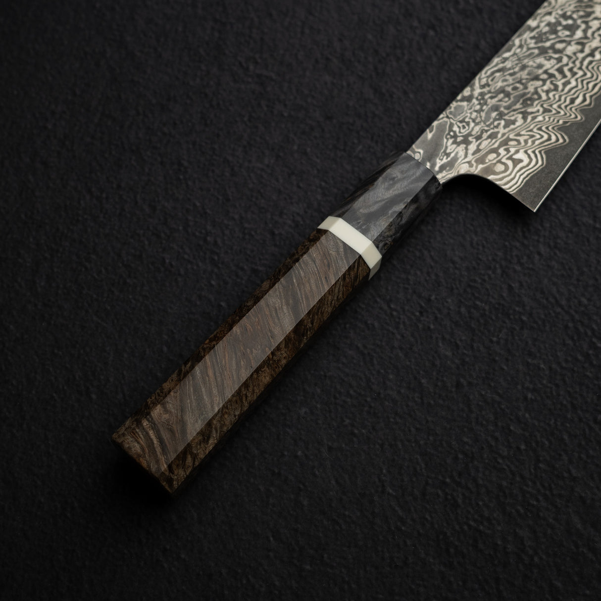 Hatsukokoro x Nigara Yorokobi Full Polish SLD Gyuto 210mm Black Damascus Birch