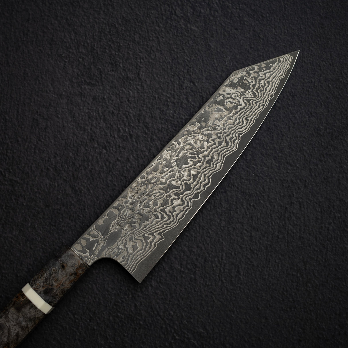Hatsukokoro x Nigara Yorokobi Full Polish SLD K-tip Gyuto 210mm Black Damascus Birch
