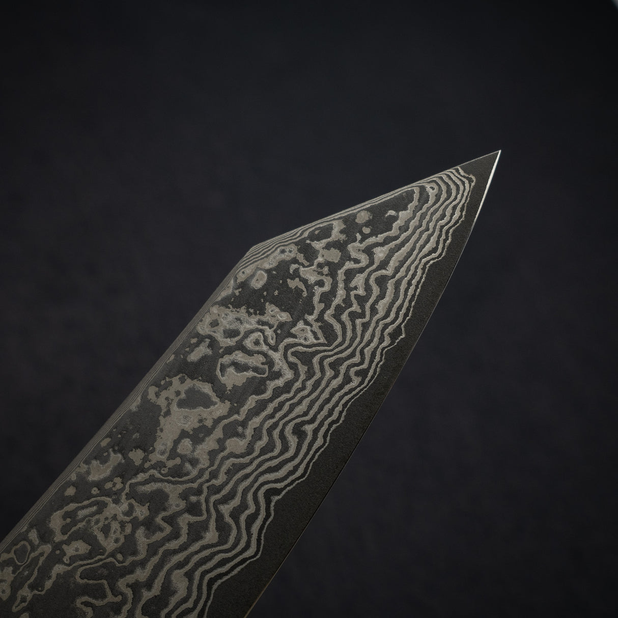 Hatsukokoro x Nigara Yorokobi Full Polish SLD K-tip Gyuto 210mm Black Damascus Birch