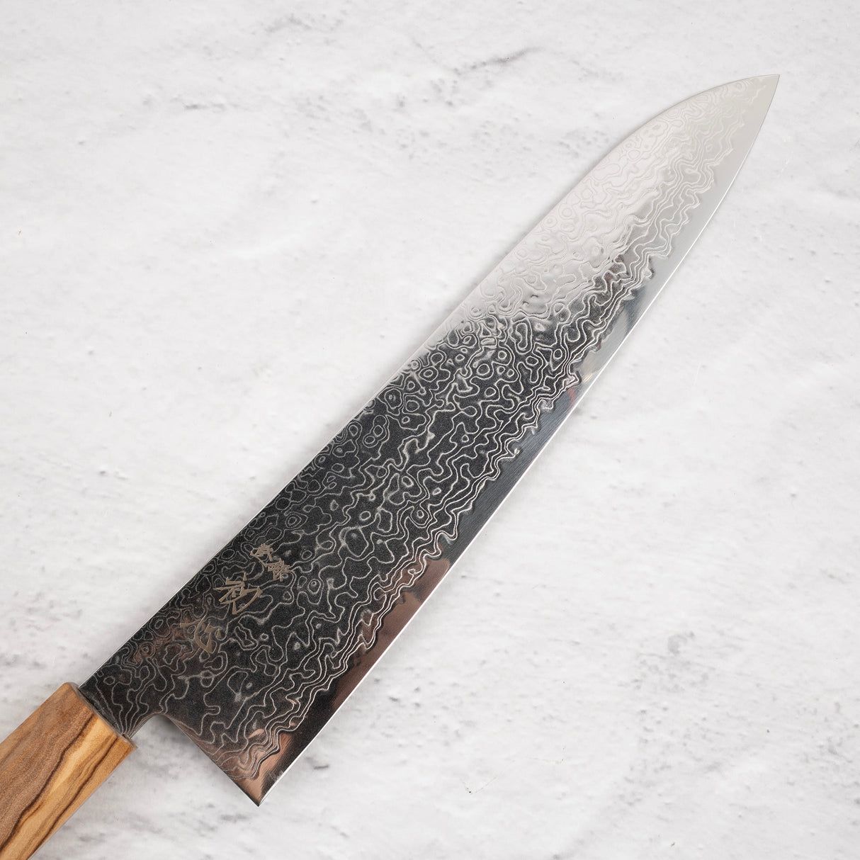 Hatsukokoro Ryuhyo SG2 大馬士革牛刀 240mm Saya 包括,橄欖木手柄
